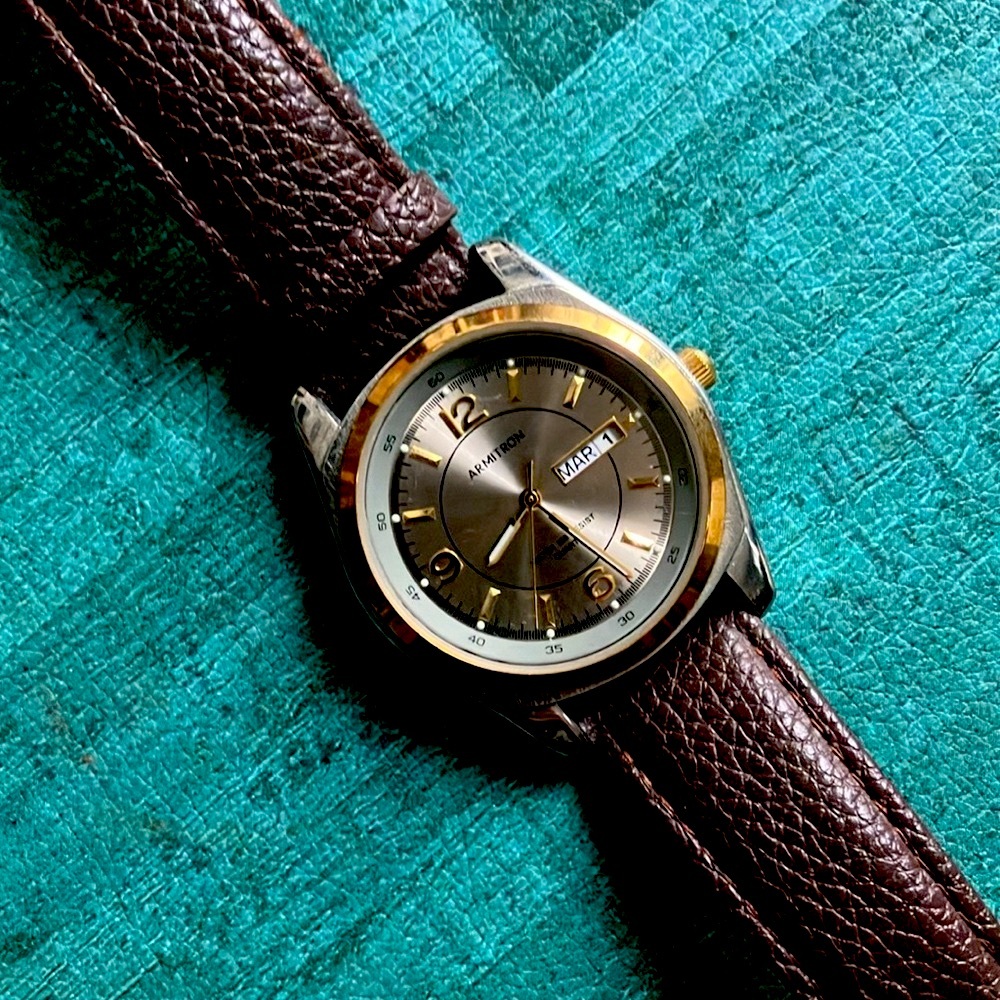 Armitron vintage-style brown leather men’s dress watch
